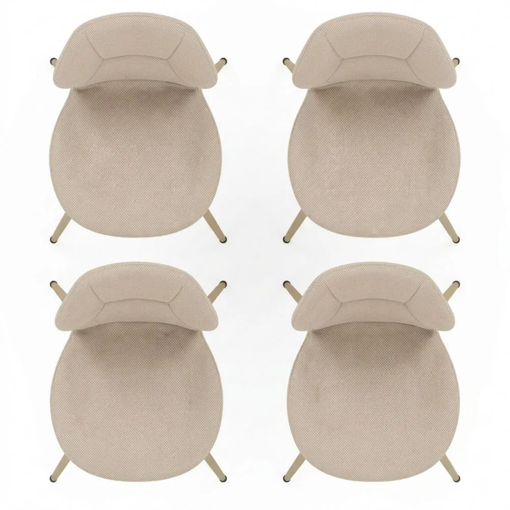 Pack de 4 Sillas de Comedor Tapizadas Beige 48x86x58 cm