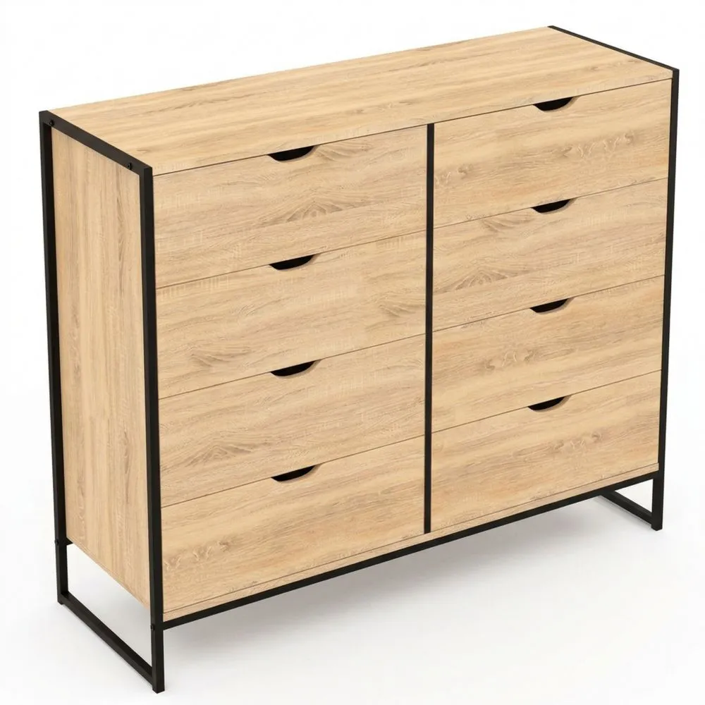 Cómoda industrial con 8 cajones de 115 cm