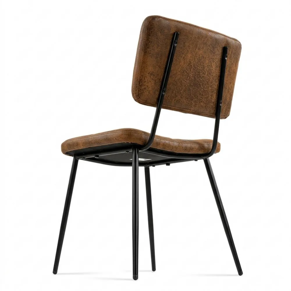 Conjunto de 4 sillas de comedor vintage tapizadas en ante con patas de metal para cocina, salón, dormitorio y oficina, color marrón