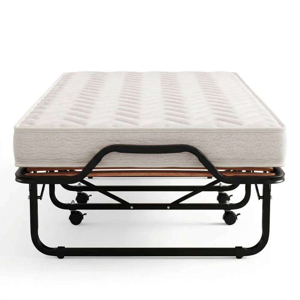 Cama Plegable Individual 80 x 200 cm con Colchón Viscoelástico, Carga hasta 120 kg, Cama Adicional para Hotel y Viajes