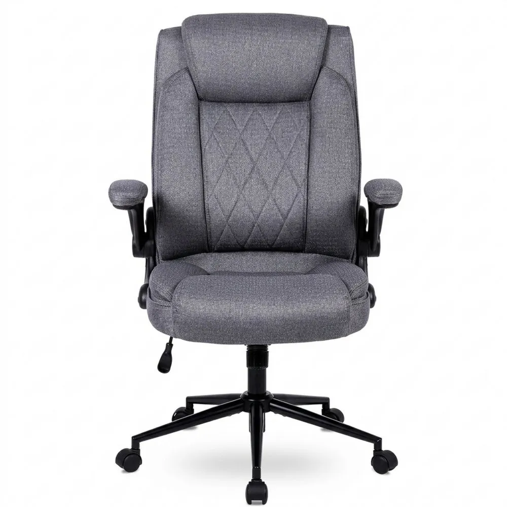 Silla de Oficina Ergonómica Ajustable, Respaldo Alto, Giratoria con Reposacabezas Cómodo, Color Gris Oscuro