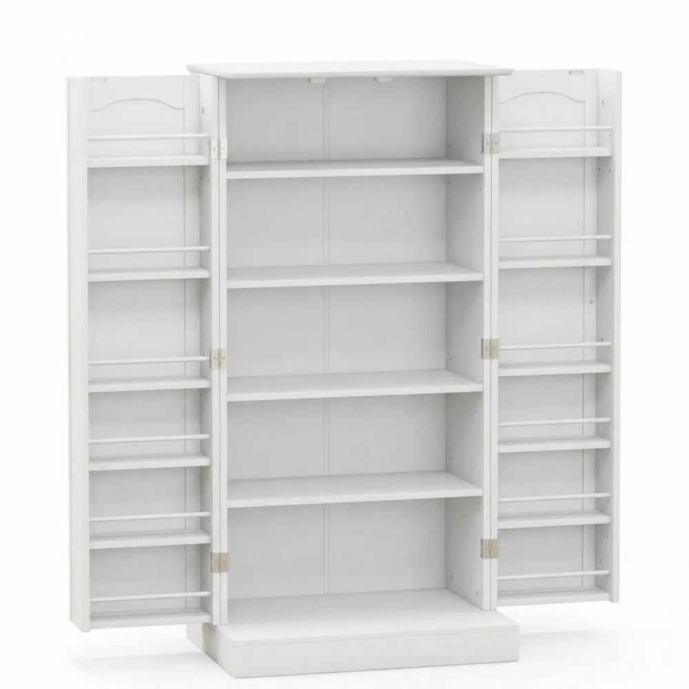 Armario de Cocina con 2 Puertas y 16 Estantes, Gabinete de Almacenamiento con Dispositivo Anti-Vuelco, Mueble Moderno para Cocina, Salón, Comedor (Blanco)