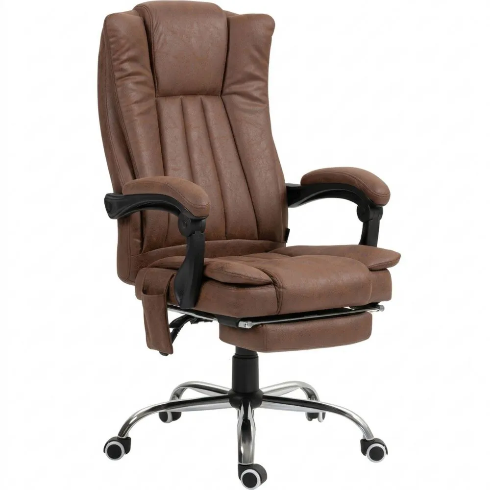 Silla de Oficina Reclinable con 6 Puntos de Masaje, Calefacción y Reposapiés