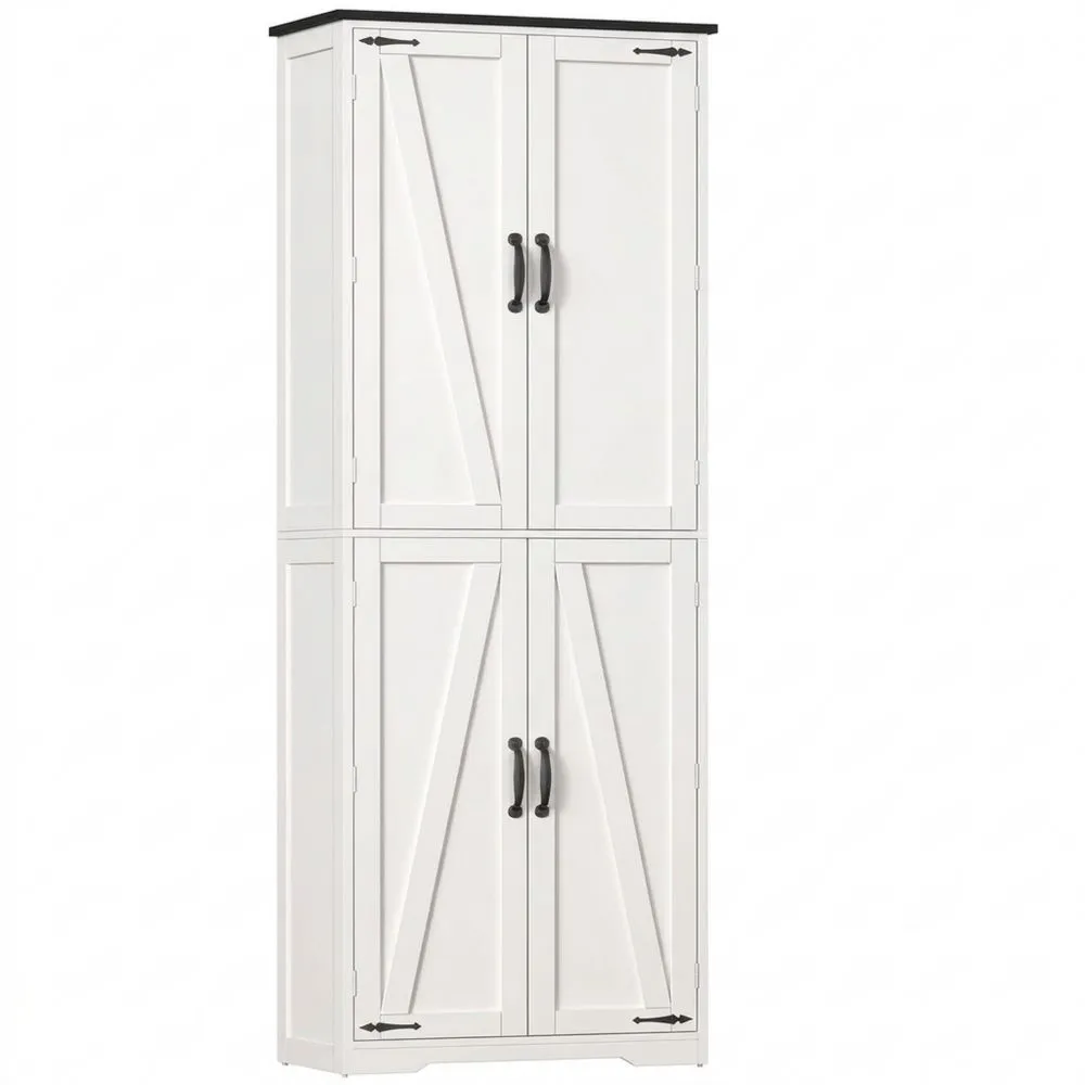 Armario de Cocina Alto con Puertas Correderas y Estantes Ajustables para Comedor y Baño