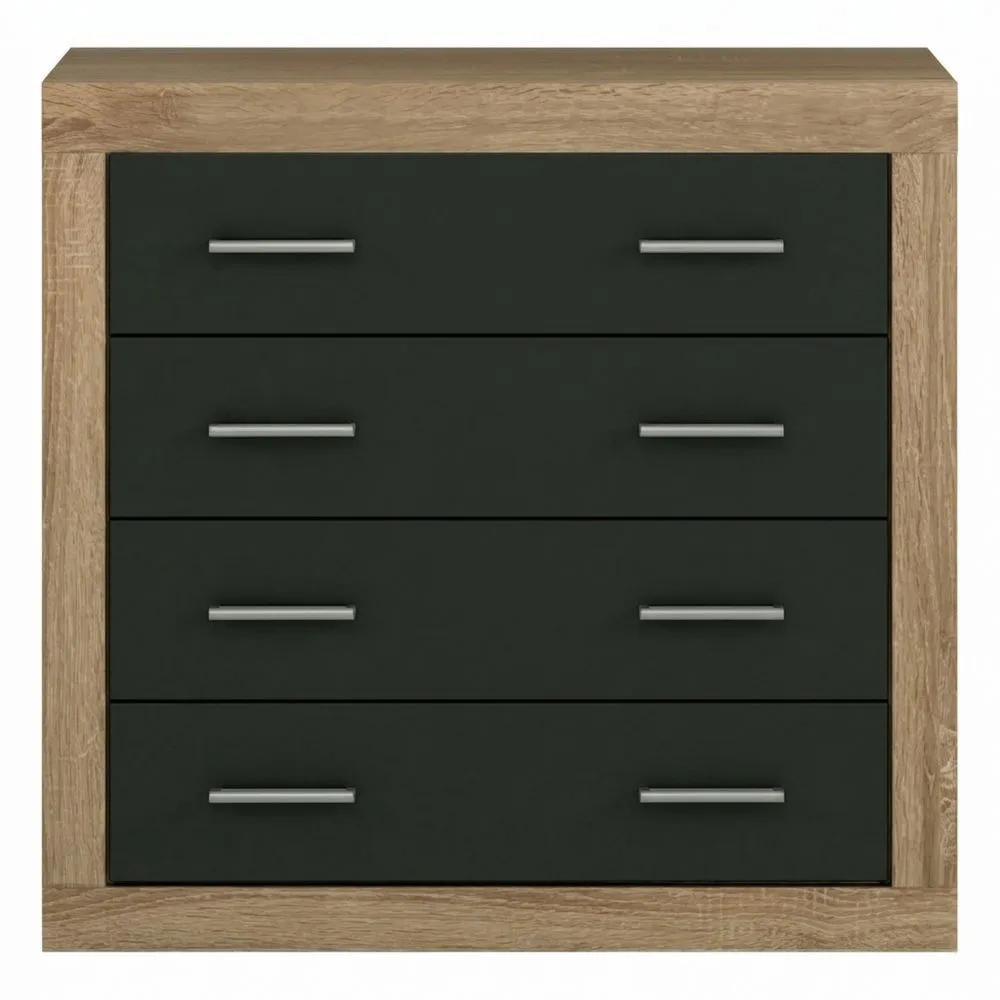 Cómoda de Dormitorio en Color Grafito Cambrian con 4 Cajones