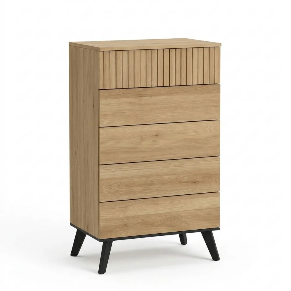 Cómoda de 5 Cajones con Patas para Dormitorio, 60 cm x 118.5 cm x 37.8 cm