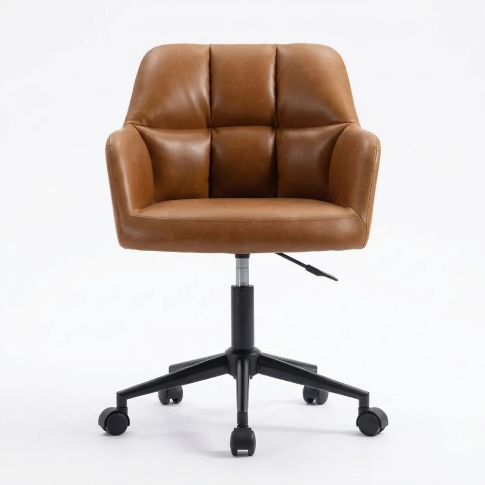 Silla de Escritorio Moderna Ajustable en Altura con Ruedas para Oficina, Marrón