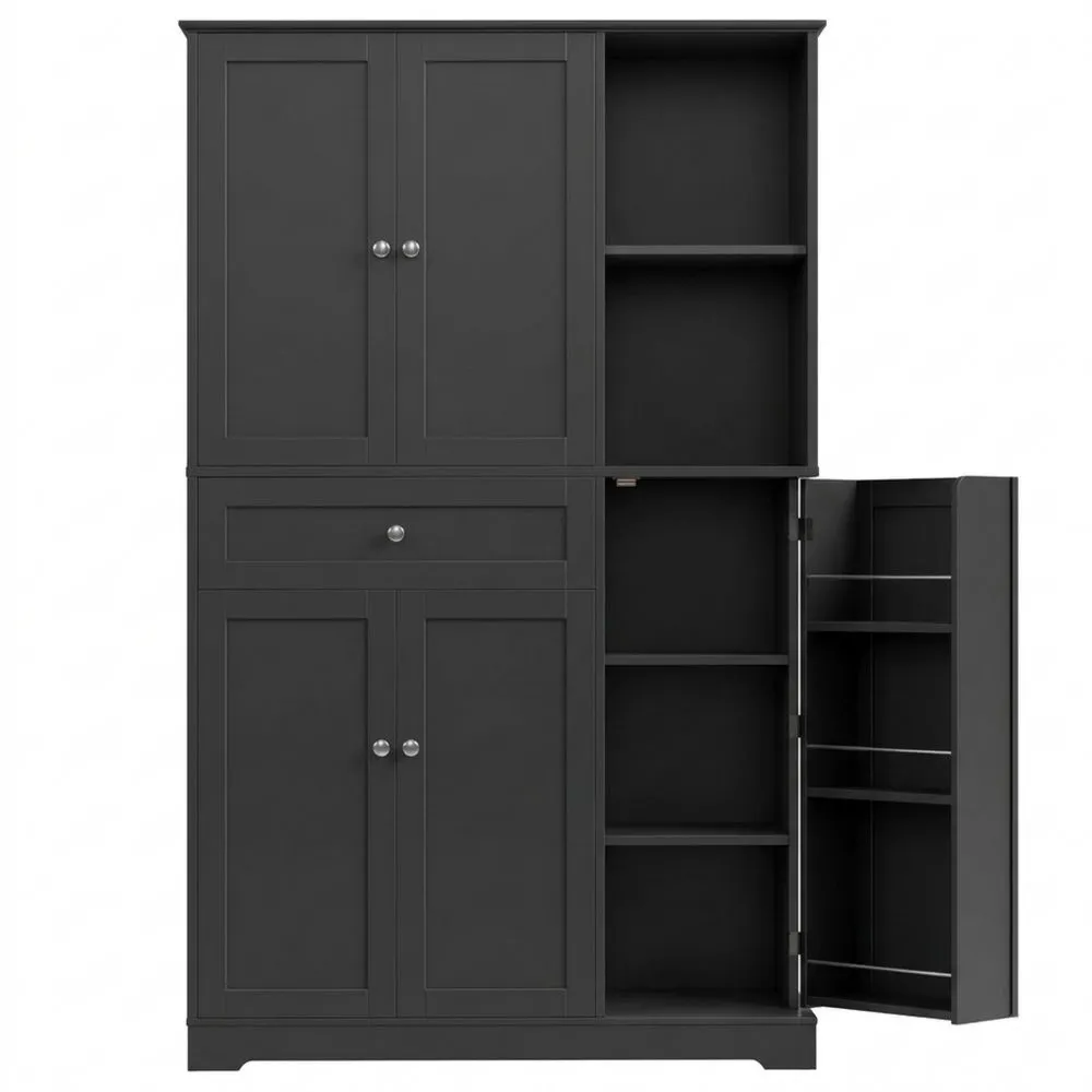 Alacena de Cocina con Amplio Almacenamiento y Estantes Abiertos