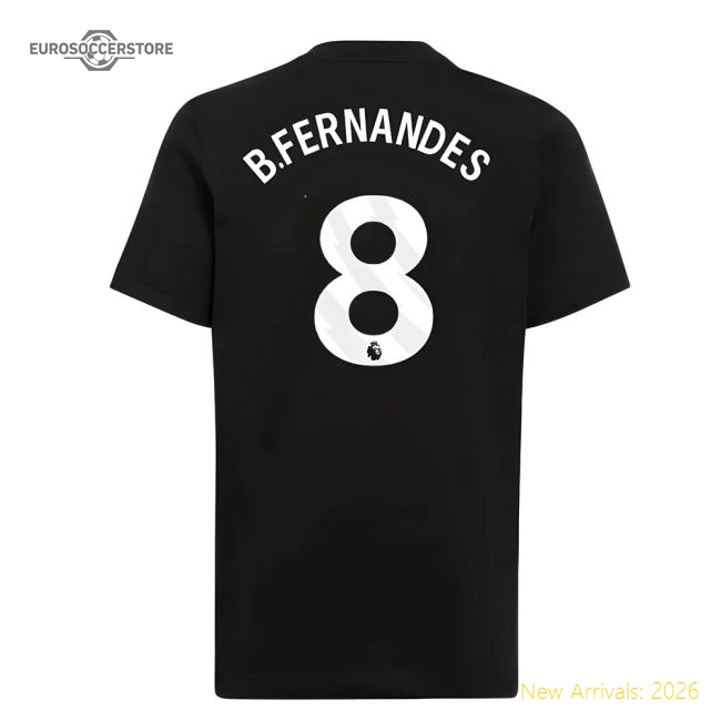 2025-2026 Man Utd EU Training Tee (Black) (B.Fernandes 8)-Vantage Point Soccer