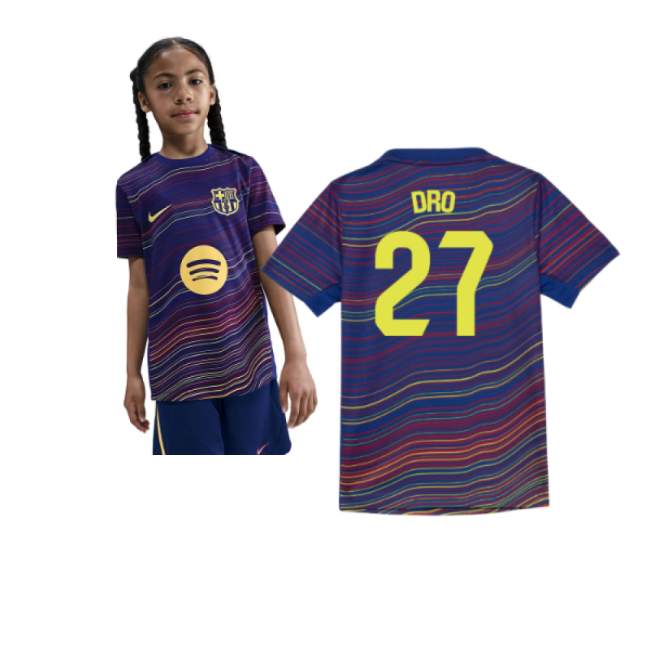2025-2026 Barcelona Academy Pro Pre Match Shirt (Blue) - Kids (Dro 27)-Vantage Point Soccer
