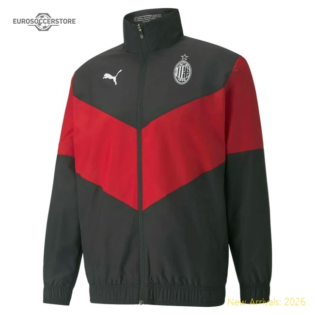 2021-2022 AC Milan Pre-Match Jacket (Black)-Vantage Point Soccer