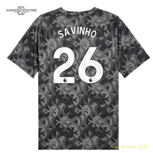 2025-2026 Man City Warm Up Jersey (Black) (Savinho 26)-Vantage Point Soccer