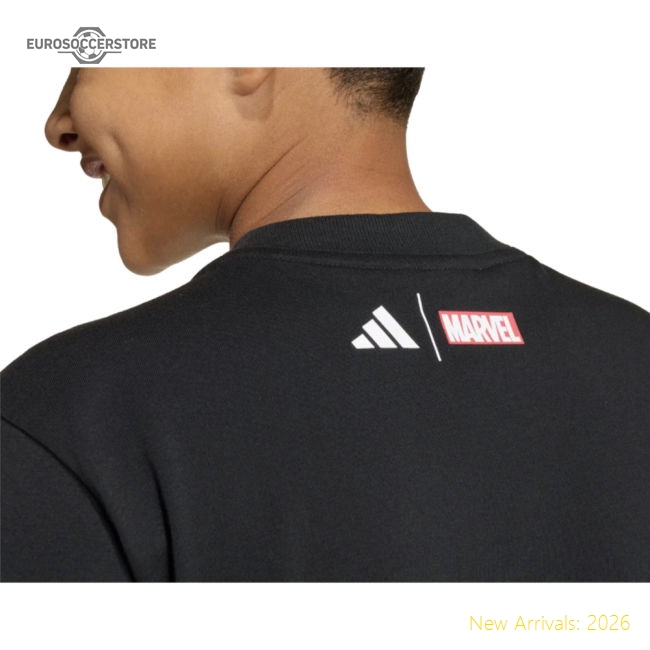 2025-2026 Real Madrid Marvel Tee (Black) - Kids-Vantage Point Soccer