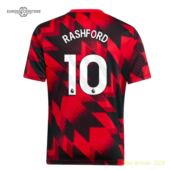 2025-2026 Man Utd Pre-Match Shirt (Red) - Kids (Rashford 10)-Vantage Point Soccer