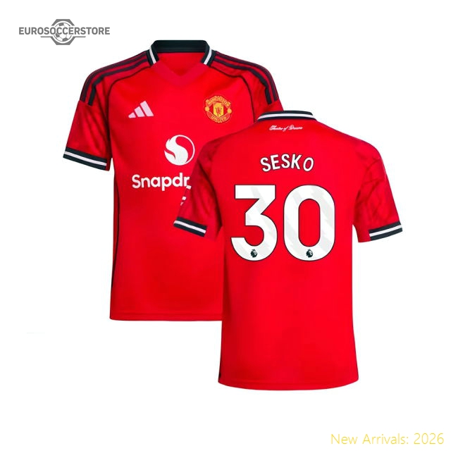2025-2026 Man Utd Home Shirt (Kids) (Sesko 30)-Vantage Point Soccer