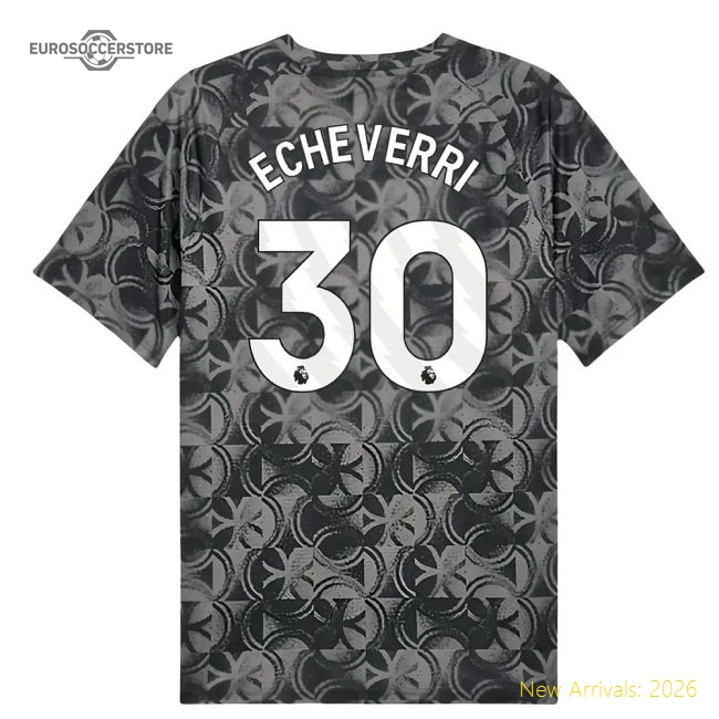 2025-2026 Man City Warm Up Jersey (Black) (Echeverri 30)-Vantage Point Soccer