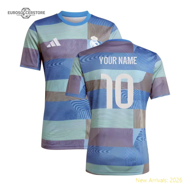 2025-2026 Real Madrid Pre-Match Shirt (Blue) (Your Name)-Vantage Point Soccer