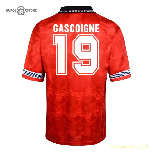 Score Draw England World Cup 1990 Away Shirt (Gascoigne 19)-Vantage Point Soccer