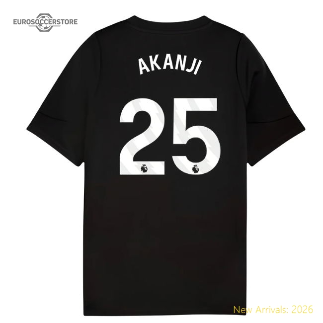 2025-2026 Man City Training Jersey (Black) - Kids (Akanji 25)-Vantage Point Soccer