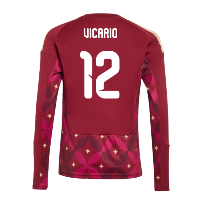 2026-2027 Italy Home Goalkeeper Shirt (Burgundy) - Kids (Vicario 12)-Vantage Point Soccer