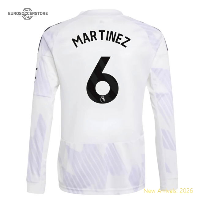 2025-2026 Man Utd Long Sleeve Away Shirt (Kids) (Martinez 6)-Vantage Point Soccer