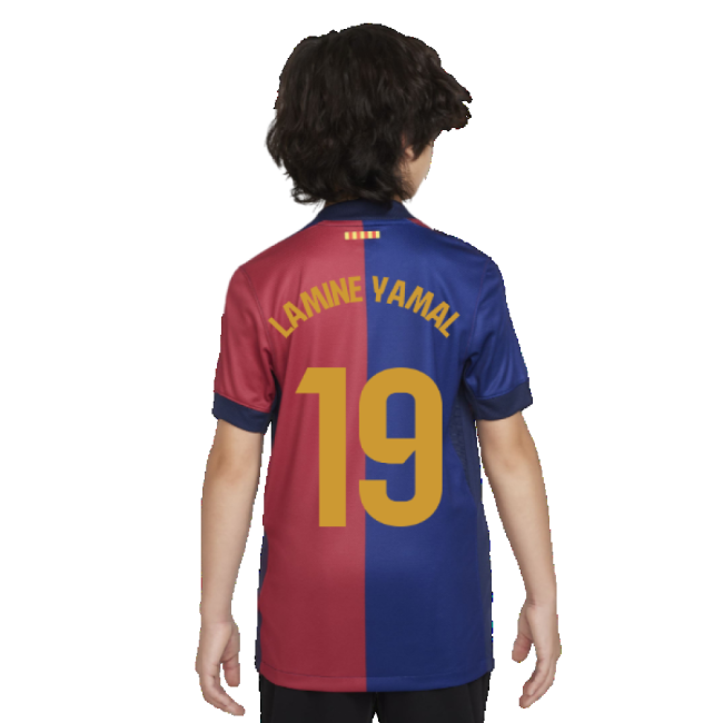 2024-2025 Barcelona Home Shirt (Sponsorless) - Kids (Lamine Yamal 19)-Vantage Point Soccer