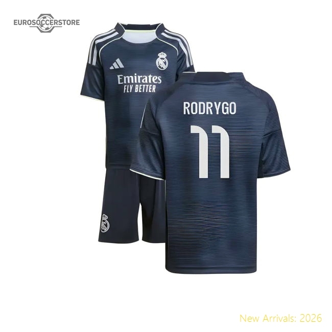 2025-2026 Real Madrid Away Mini Kit (Rodrygo 11)-Vantage Point Soccer