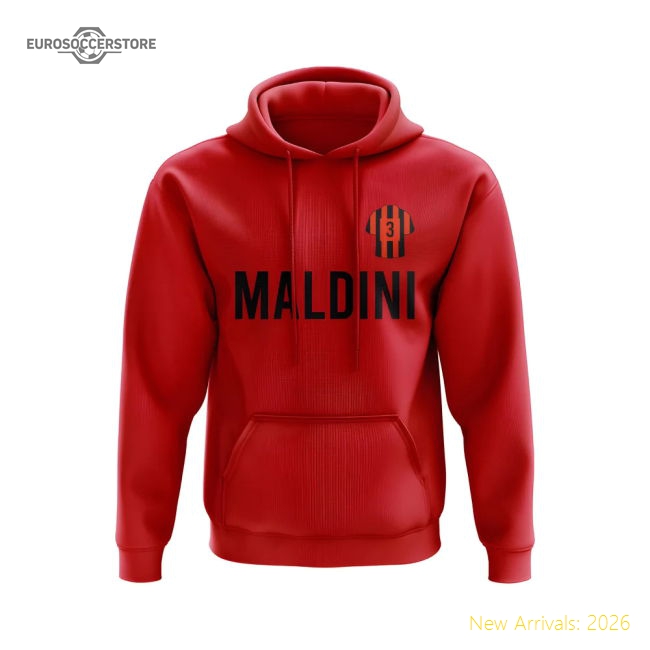 Paolo Maldini AC Milan Number Hoody (Red)-Vantage Point Soccer