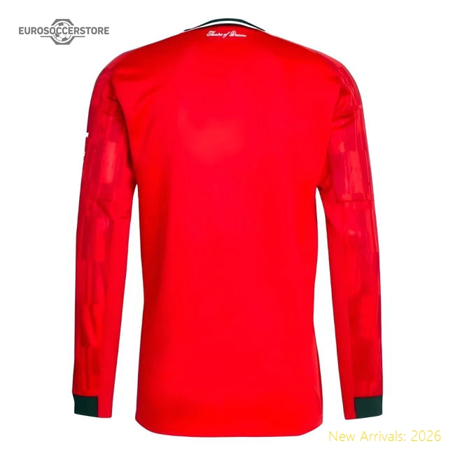 2025-2026 Man Utd Long Sleeve Home Shirt-Vantage Point Soccer