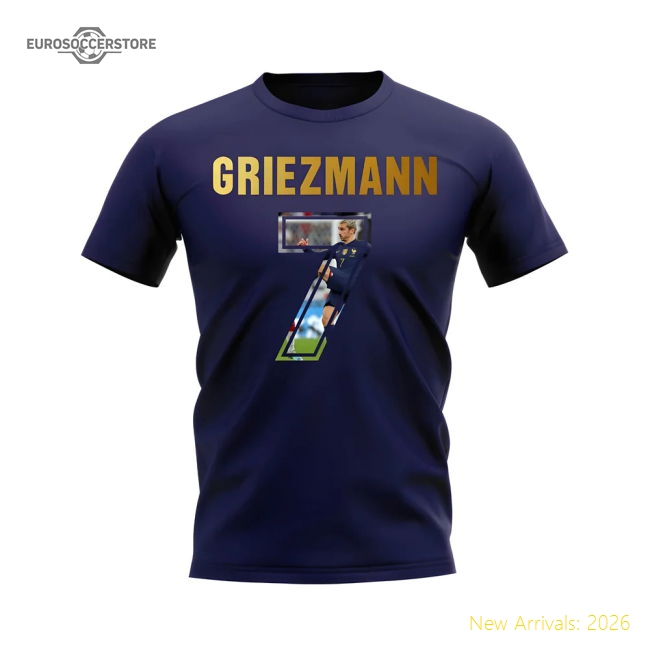 Antoine Griezmann Name And Number France T-Shirt (Navy)-Vantage Point Soccer