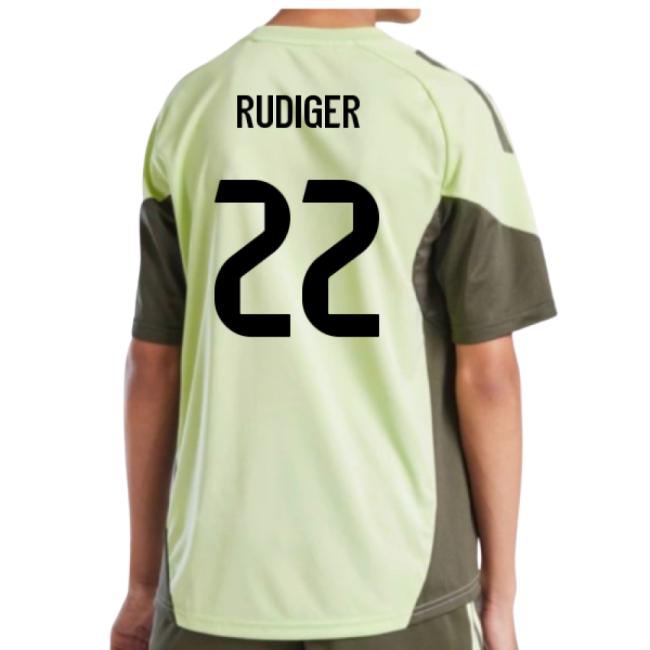 2025-2026 Real Madrid Training Jersey (Almost Lime) - Kids (Rudiger 22)-Vantage Point Soccer