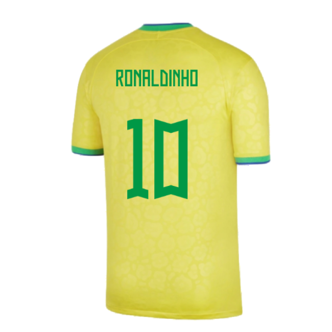 2022-2023 Brazil Little Boys Home Shirt (Ronaldinho 10)-Vantage Point Soccer