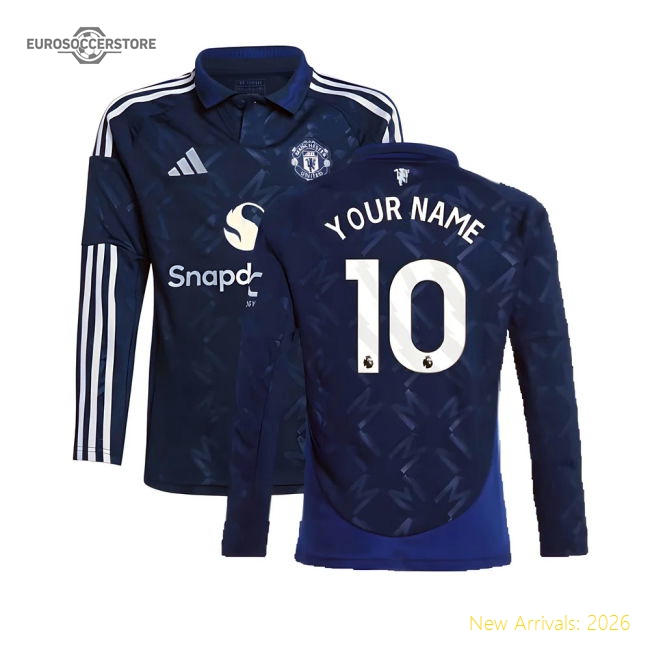 2024-2025 Man Utd Long Sleeve Away Shirt (Kids) (Your Name)-Vantage Point Soccer