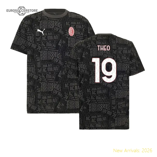 2025-2026 AC Milan ftblCulture Tee AOP (Black) (Theo 19)-Vantage Point Soccer