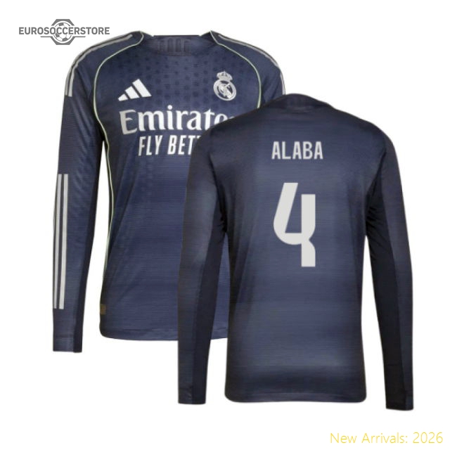 2025-2026 Real Madrid Long Sleeve Away Shirt (Alaba 4)-Vantage Point Soccer