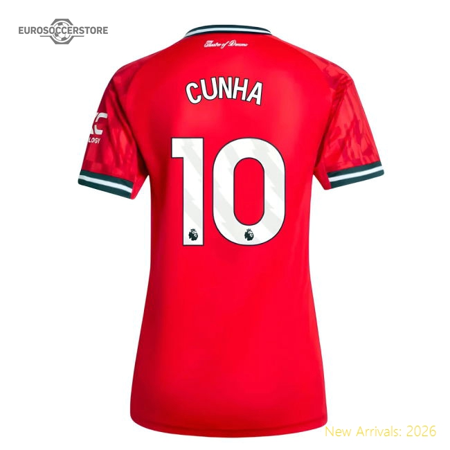 2025-2026 Man Utd Home Shirt (Womens) (Cunha 10)-Vantage Point Soccer
