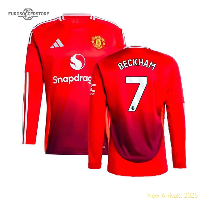 2024-2025 Man Utd Long Sleeve Home Shirt (Beckham 7)-Vantage Point Soccer