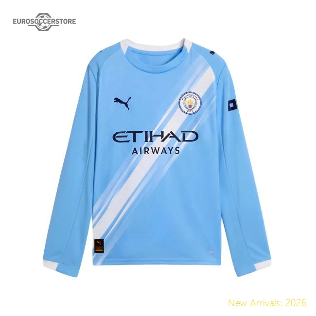 2025-2026 Man City Long Sleeve Home Shirt (Kids) (Gvardiol 24)-Vantage Point Soccer