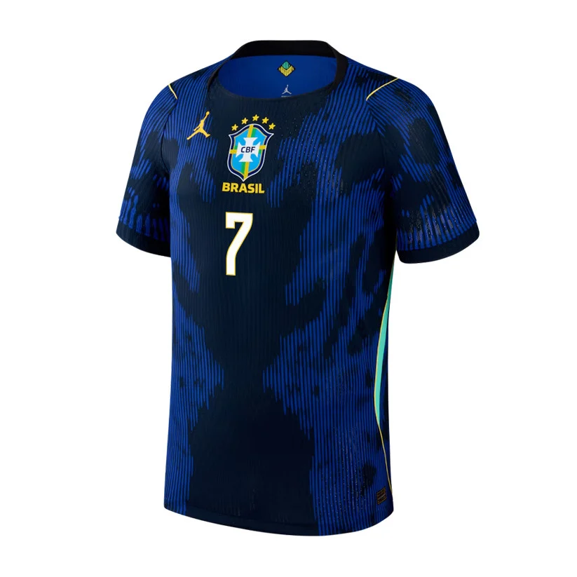 Brazil 2026 Away 3D T-Shirt (Vinícius Júnior #7) - Fully Printed Blue Unisex Tee