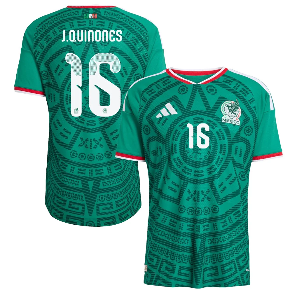 Mexico 2026 Home 3D T-Shirt (Julián Quiñones #16) - Fully Printed Green Unisex Tee