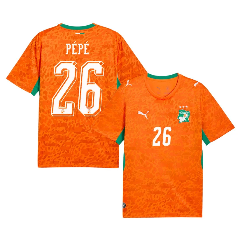 Ivory Coast 2026 Home Jersey (Nicolas Pépé #26) - Fully Printed Orange Unisex Tee