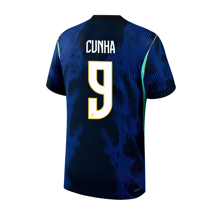 Brazil 2026 Away 3D T-Shirt (Matheus Cunha #9) - Fully Printed Blue Unisex Tee