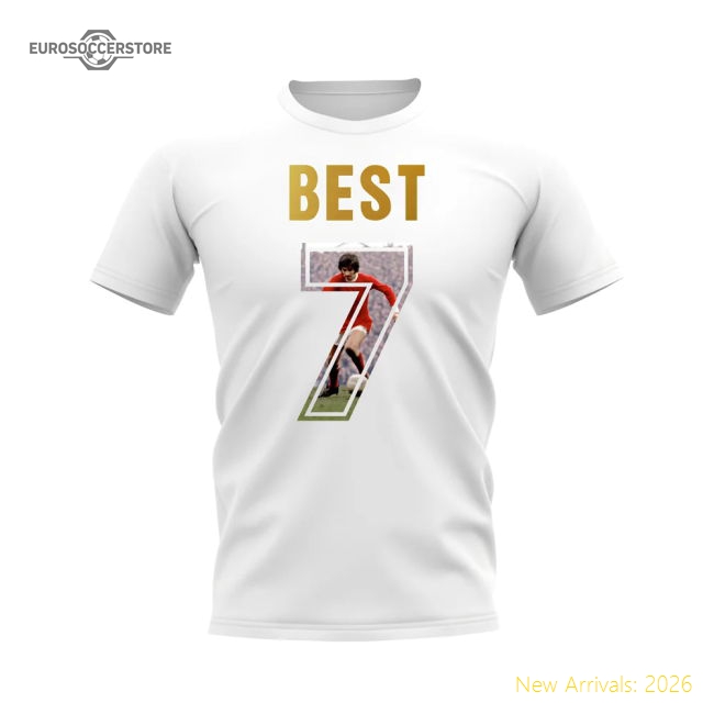 George Best Name And Number Manchester United T-Shirt (White)-Vantage Point Soccer