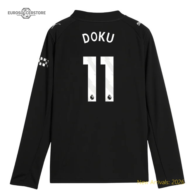 2025-2026 Man City Long Sleeve Away Shirt (Kids) (Doku 11)-Vantage Point Soccer
