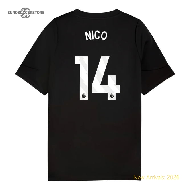2025-2026 Man City Training Jersey (Black) - Kids (Nico 14)-Vantage Point Soccer