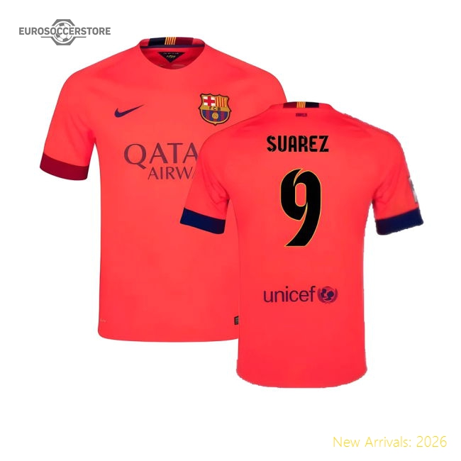 Barcelona 2014-15 Away Shirt ((Excellent) L) (Suarez 9)-Vantage Point Soccer
