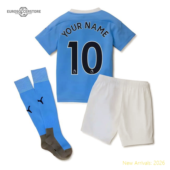 2020-2021 Manchester City Home Little Boys Mini Kit (Your Name)-Vantage Point Soccer