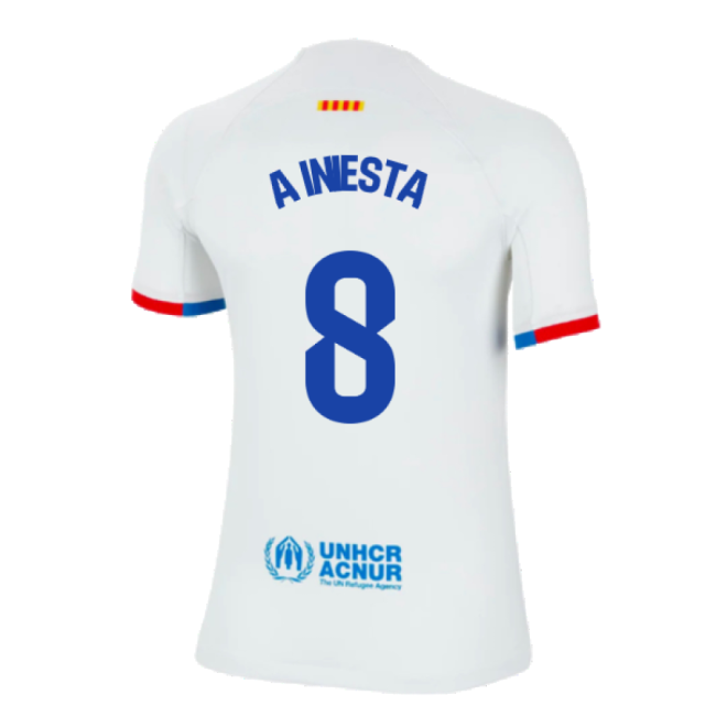 2023-2024 Barcelona Away Shirt (Kids) (A Iniesta 8)-Vantage Point Soccer