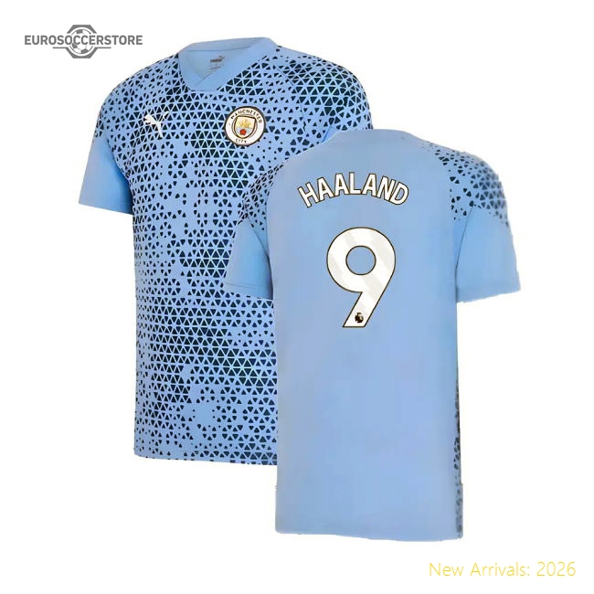 2023-2024 Man City Training Jersey (Light Blue) (HAALAND 9)-Vantage Point Soccer
