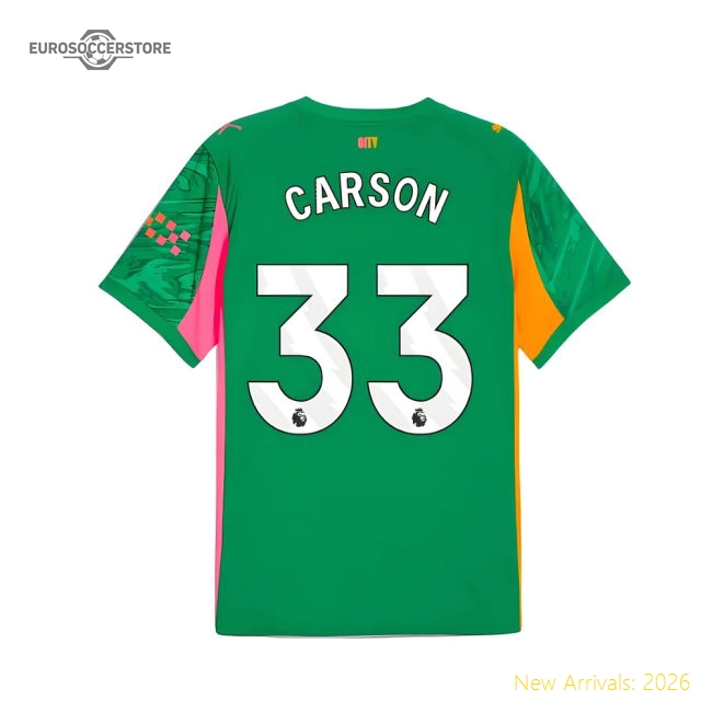 2025-2026 Man City Goalkeeper Away Shirt (Green) (Carson 33)-Vantage Point Soccer